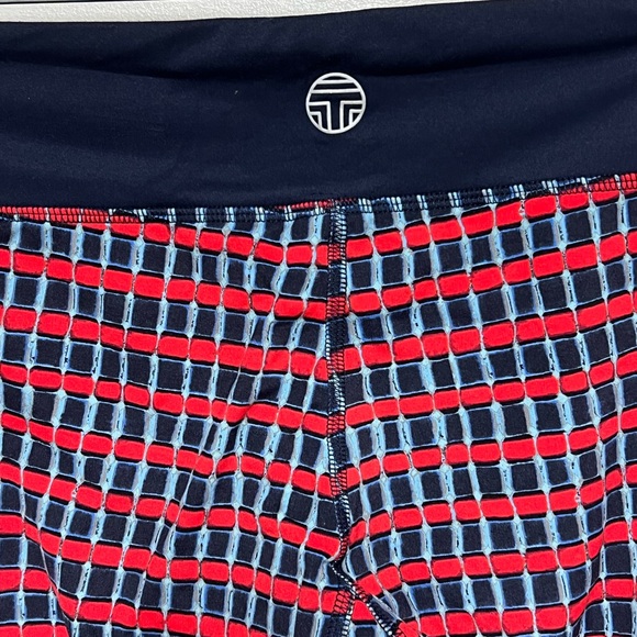 TORY BURCH SPORT Women Navy Blue Red Print Kusari Low Rise Capri Legging Sz S - Picture 3 of 4